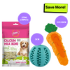 Gnawlers Calcium Milk Bone Treats, Fofos Carrot Treat Toy and Trixie Denta Fun Ball Mint Flavour Natural Rubber Toy Combo for Dogs Dog Treats + Others Gnawlers Pack of 3