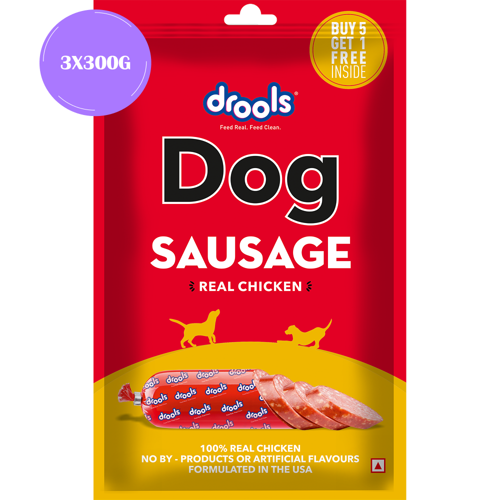 Drools 100% Real Chicken Sausage Treat for Dogs Dog Treats + Others Drools 3x300g(18pcs)