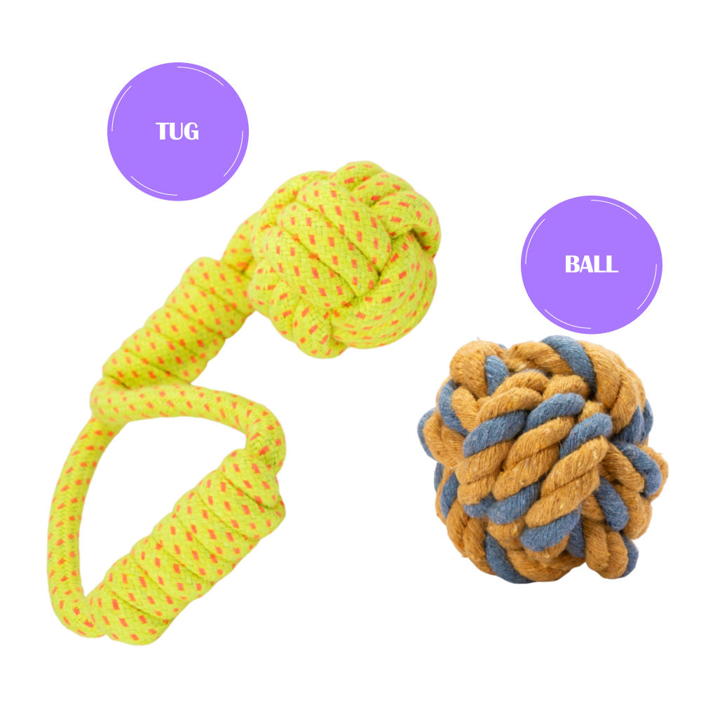 Skatrs Hand Made Knotted Ball Rope Tug Toy for Dogs and Cats (Neon Green)