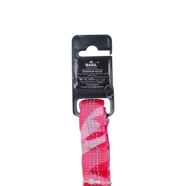 Basil Shock Absorbing Stretch Leash for Dogs (Pink)