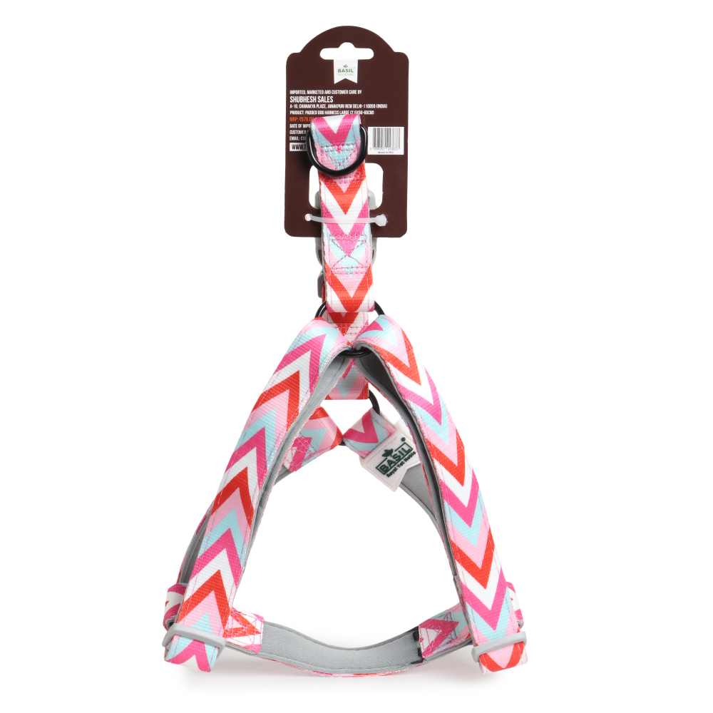 Basil Printed Adjustable Harness for Dogs (Pink)
