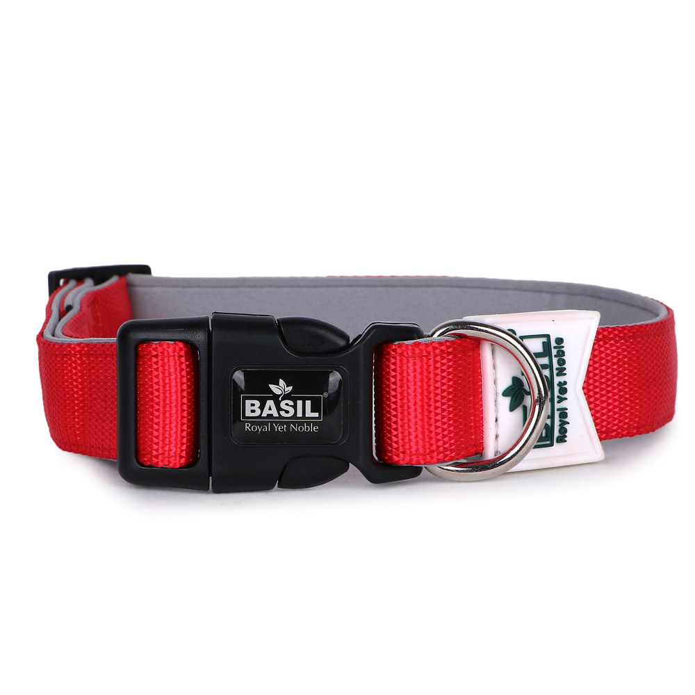 Basil Nylon Padded Collar for Dogs (Red)