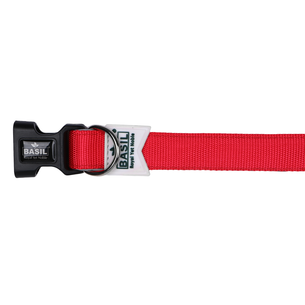 Basil Nylon Padded Collar for Dogs (Red)