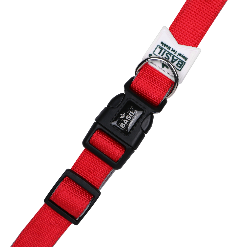 Basil Nylon Padded Collar for Dogs (Red)