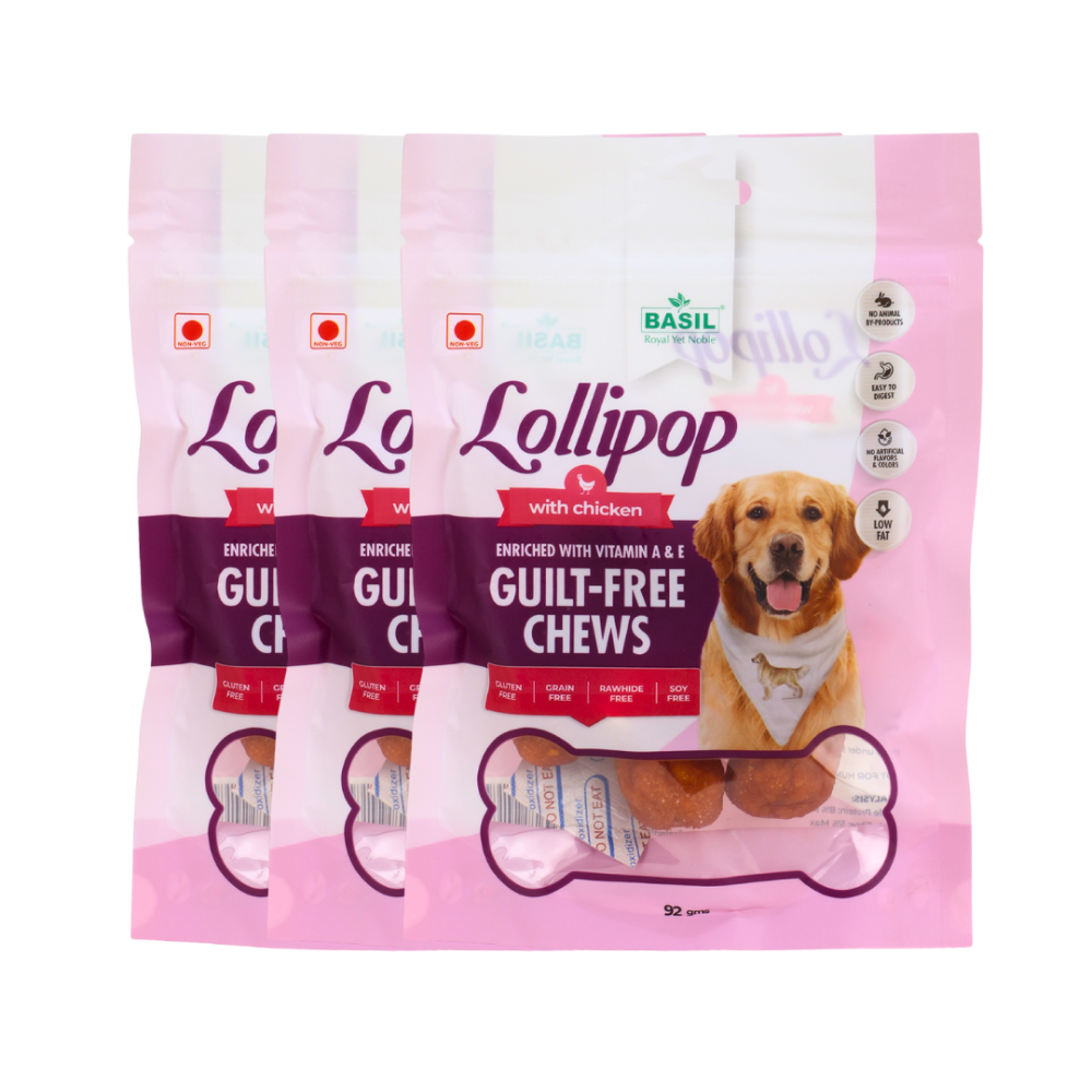 Basil Lollipop with Chicken Dog Chew Treat Dog Treats + Others Basil 3x92g