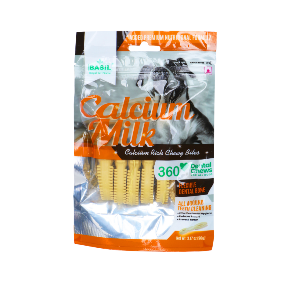 Basil Calcium Milk Chewy Bone Dog Treat