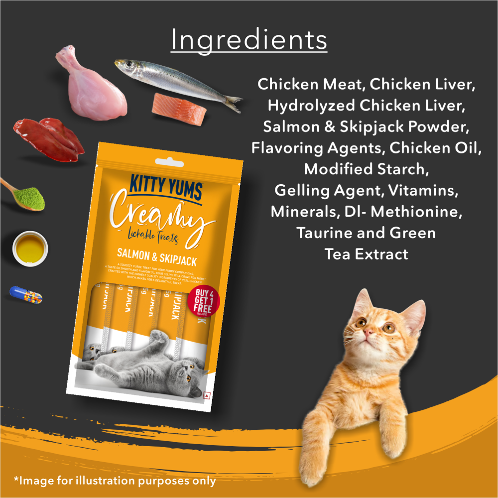 Kitty Yums Salmon & Skipjack Creamy Cat Treats Sample Kitty Yums