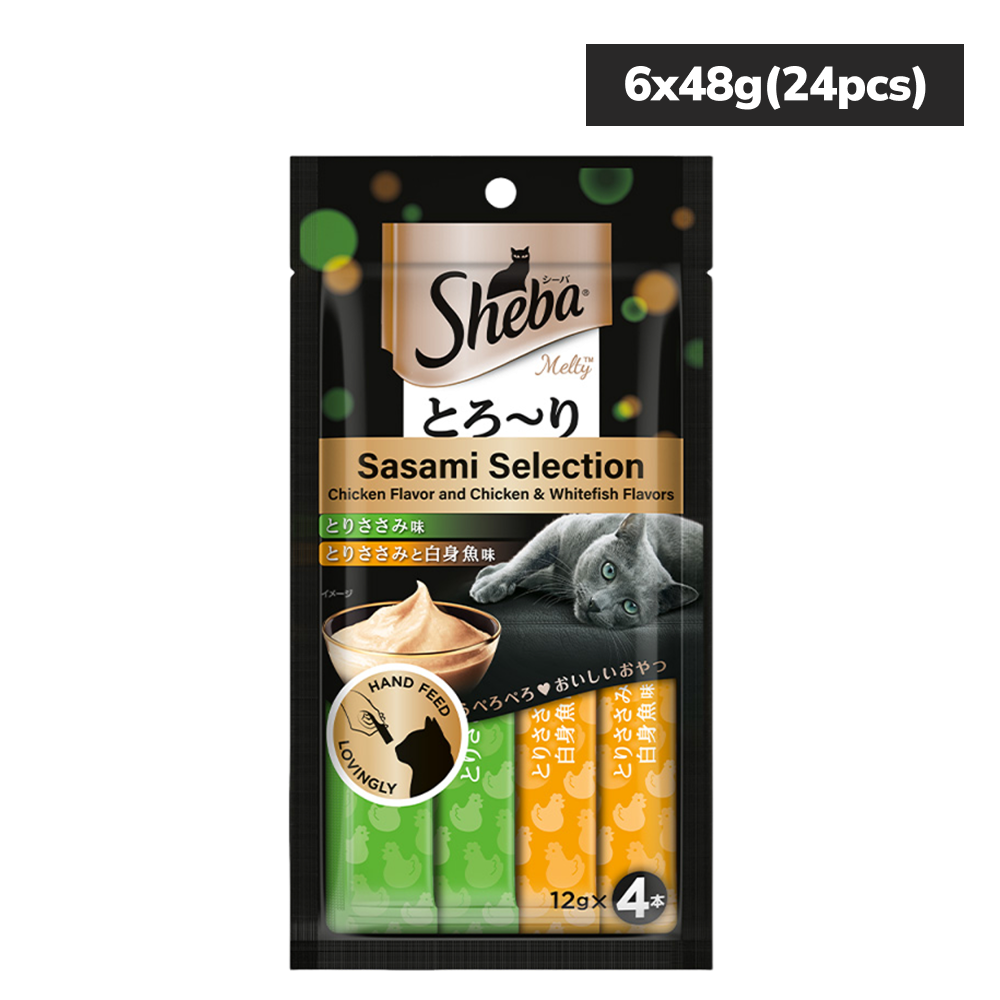 Sheba Chicken & Chicken Whitefish Sasami Selection Melty Premium Cat Treats Cats-Treats & Others Sheba 6x48g(24pcs)