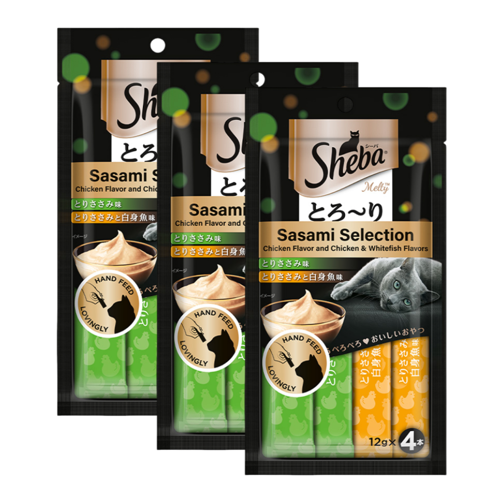 Sheba Chicken & Chicken Whitefish Sasami Selection Melty Premium Cat Treats Cats-Treats & Others Sheba 3x48g(12pcs)