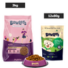 Bowlers Chicken & Milk Nutrimax Puppy Dog Dry and Chicken & Liver Recipe in Gravy Puppy Dog Wet Food Combo Exclusive Combo Bowlers 3kg+12x80g