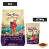 Purrfeto Chicken & Salmon Dry and Mackerel in Gravy Adult Cat Wet Food Combo Exclusive Combo Purrfeto 3kg+12x80g