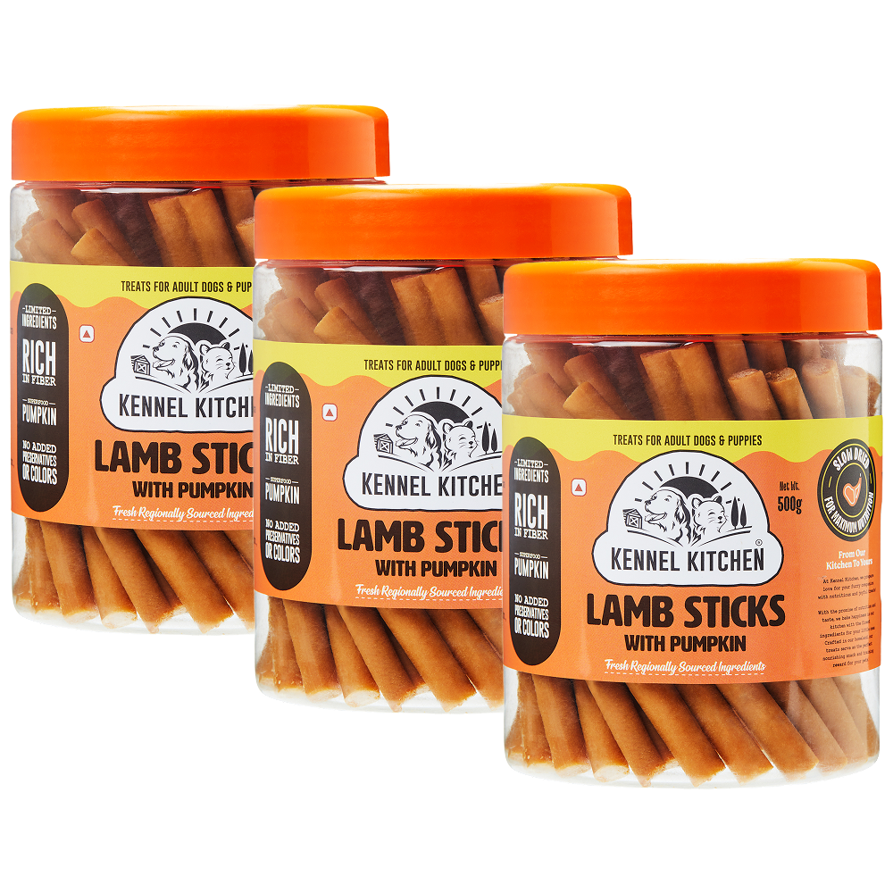 Kennel Kitchen Lamb Sticks with Pumpkin Stick Dog Treats Dog Treats + Others Kennel Kitchen 3x500g
