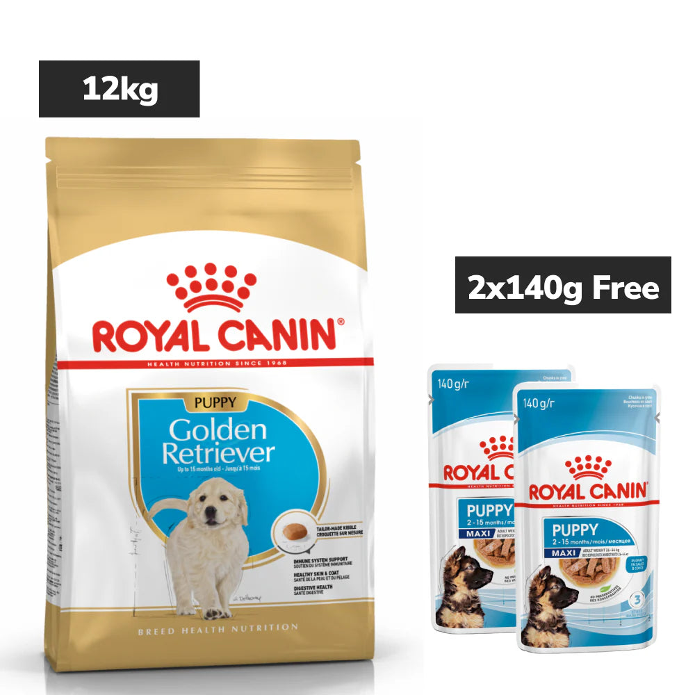 Royal Canin Golden Retriever Puppy Dog Dry Food Dogs- Dry Food Royal Canin 12kg+2x140g (Wet Free)