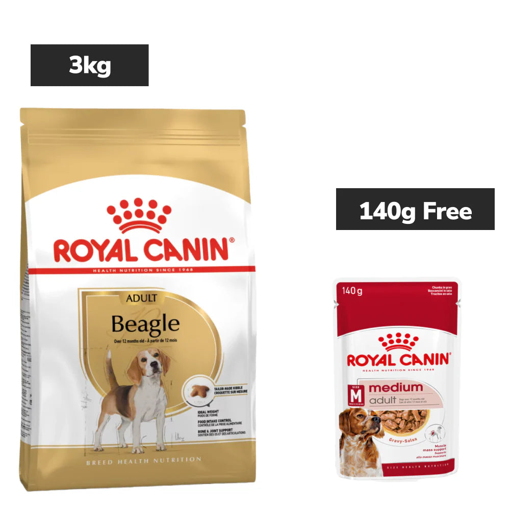 Royal Canin Beagle Adult Dog Dry Food Dogs- Dry Food Royal Canin 3kg+140g (Wet Free)