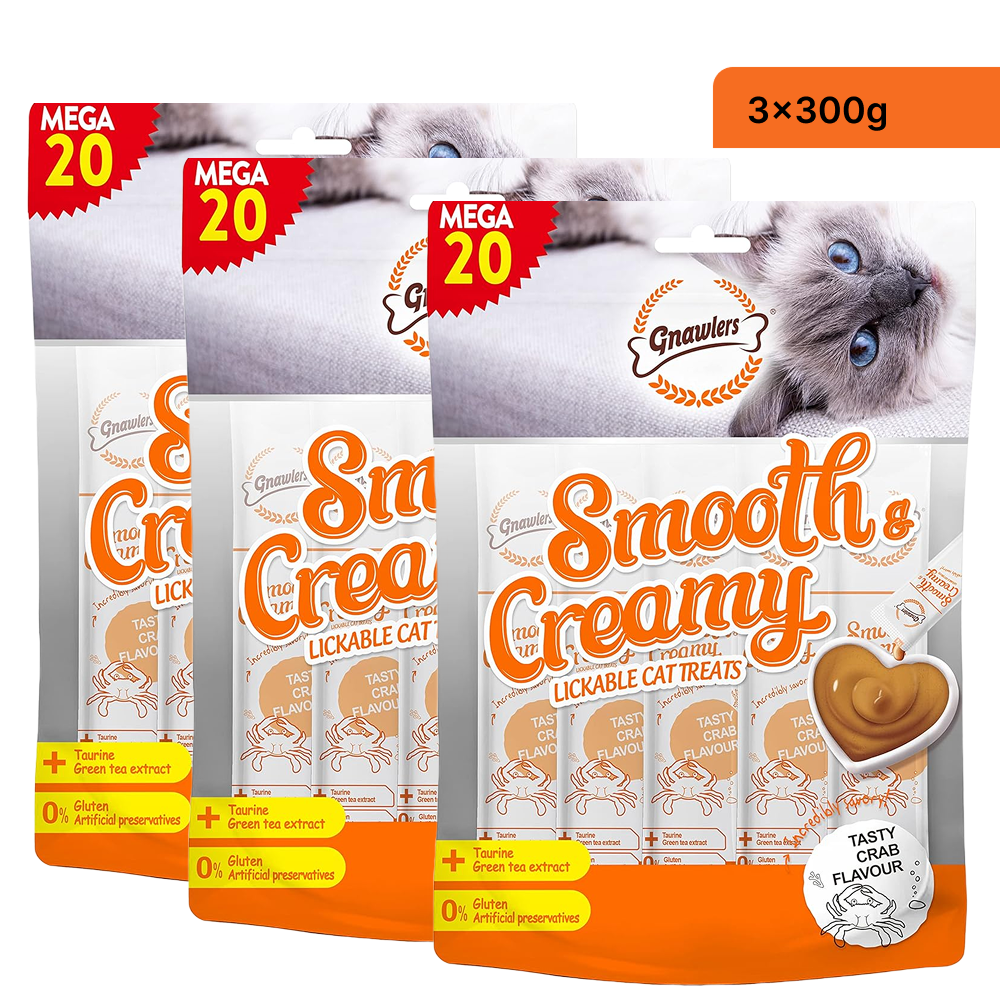Gnawlers Crab Flavour Creamy Cat Treats Cats-Treats & Others Gnawlers 3x300g