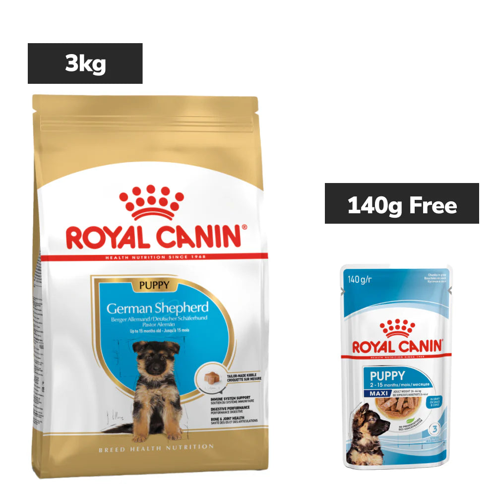 Royal Canin German Shepherd Puppy Dog Dry Food Dogs- Dry Food Royal Canin 3kg+85g (Wet Free)