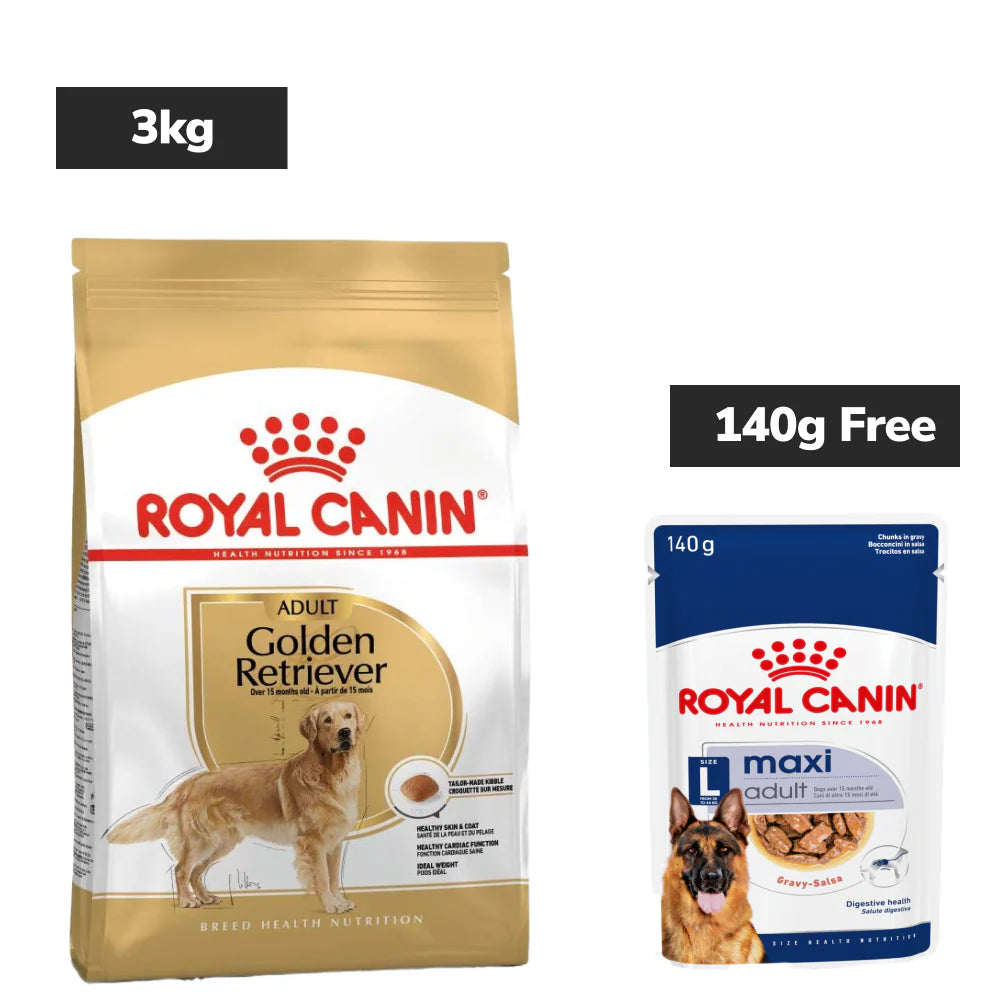 Royal Canin Golden Retriever Adult Dog Dry Food Dogs- Dry Food Royal Canin 3kg+140g (Wet Free)