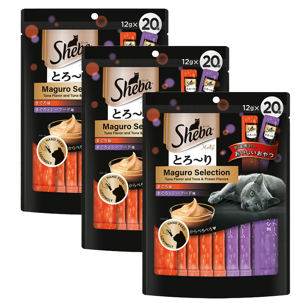 Sheba Tuna Flavor and Tuna & Prawn Maguro Selection Melty Premium Cat Treats Cats-Treats & Others Sheba 3x240g(60pcs)