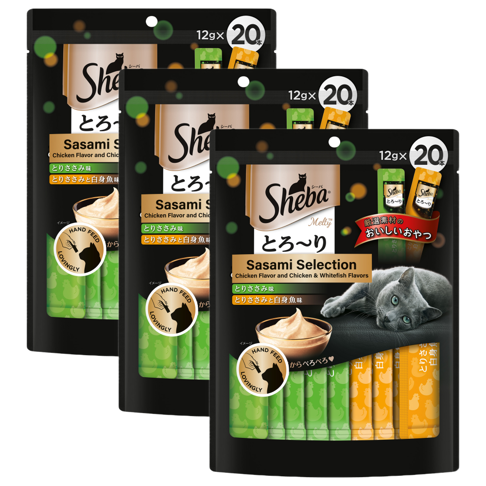 Sheba Chicken & Chicken Whitefish Sasami Selection Melty Premium Cat Treats Cats-Treats & Others Sheba 3x240g(60pcs)
