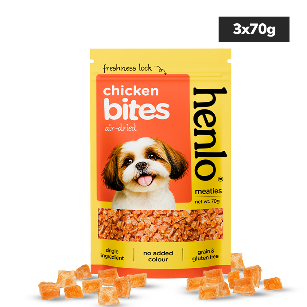 Henlo Chicken Bites Dog Treats I Guilt Free I High Protein Dog Treats + Others Henlo 3x70g