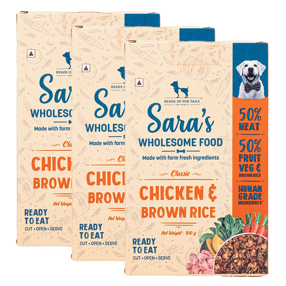 HUFT Sara's Wholesome Classic Chicken and Brown Rice Dog Wet Food Dogs-Wet Food Heads Up for Tails 3x100g