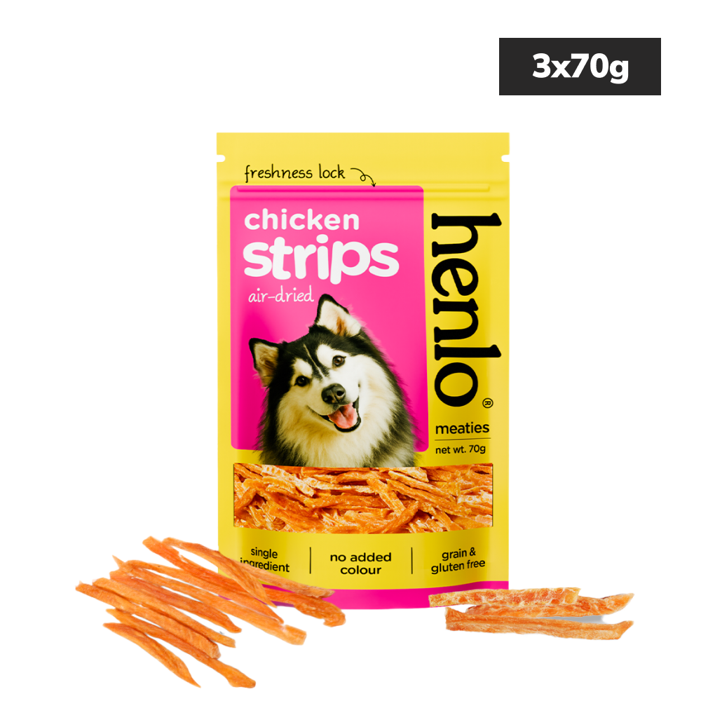 Henlo Chicken Strips Dog Treats I Guilt Free I High Protein Dog Treats + Others Henlo 3x70g