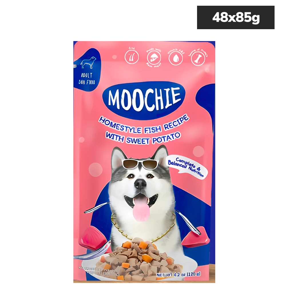 Moochie Homestyle Fish and Sweet Potato Gravy Adult Dog Wet Food Dogs-Wet Food Moochie 48x85g