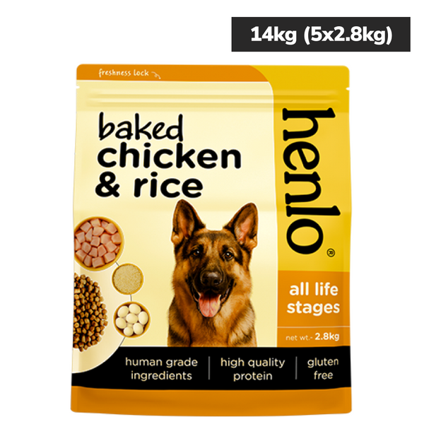 Henlo Baked Chicken & Rice Dog Dry Food | 100% human grade ingredients