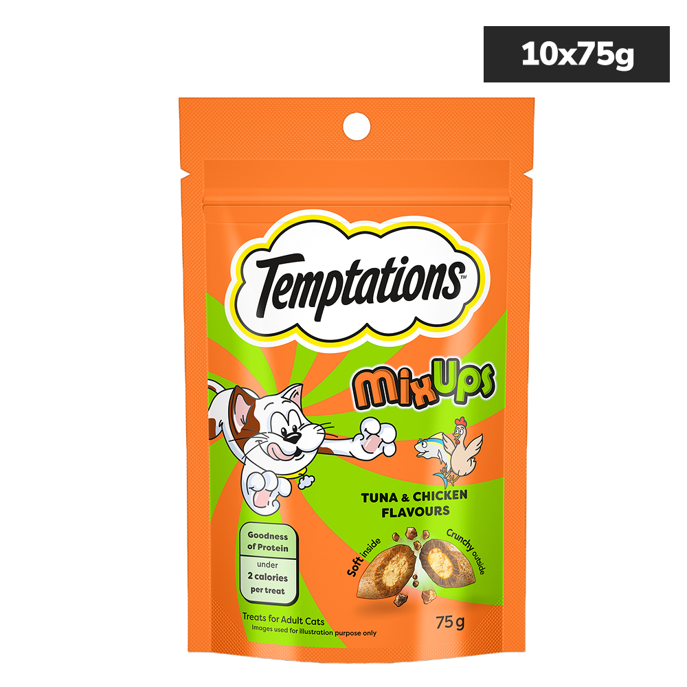 Temptations MixUps Tuna & Chicken Flavour Cat Treats Cats-Treats & Others Temptations 10x75g