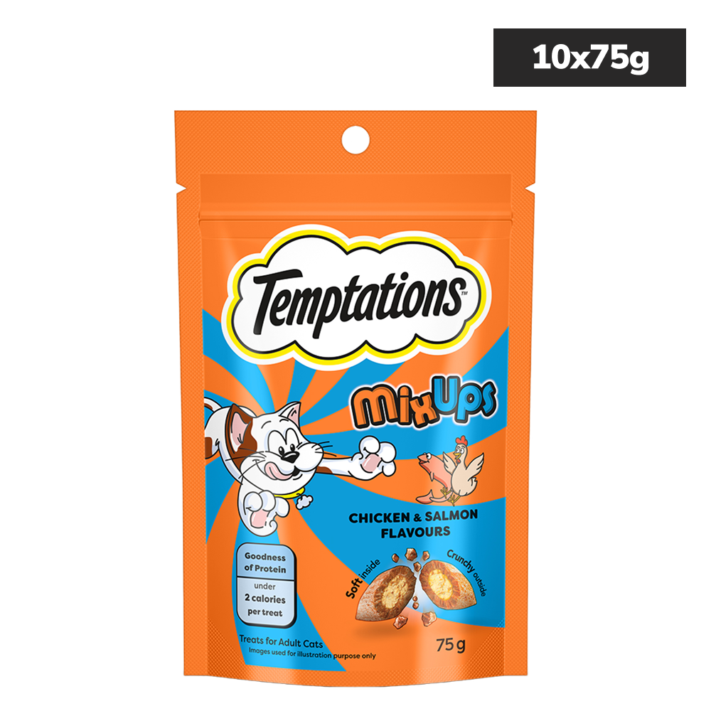 Temptations MixUps Chicken & Salmon Flavour Cat Treats Cats-Treats & Others Temptations 10x75g