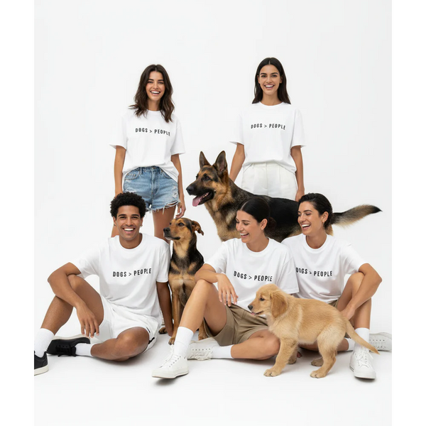 Hoomans Dogs > People Oversized T Shirt for Men and Women (White)