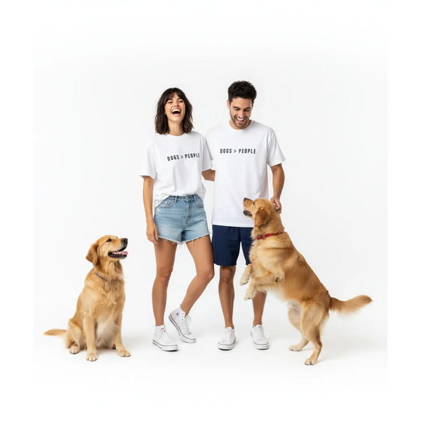 Hoomans Dogs > People Oversized T Shirt for Men and Women (White)