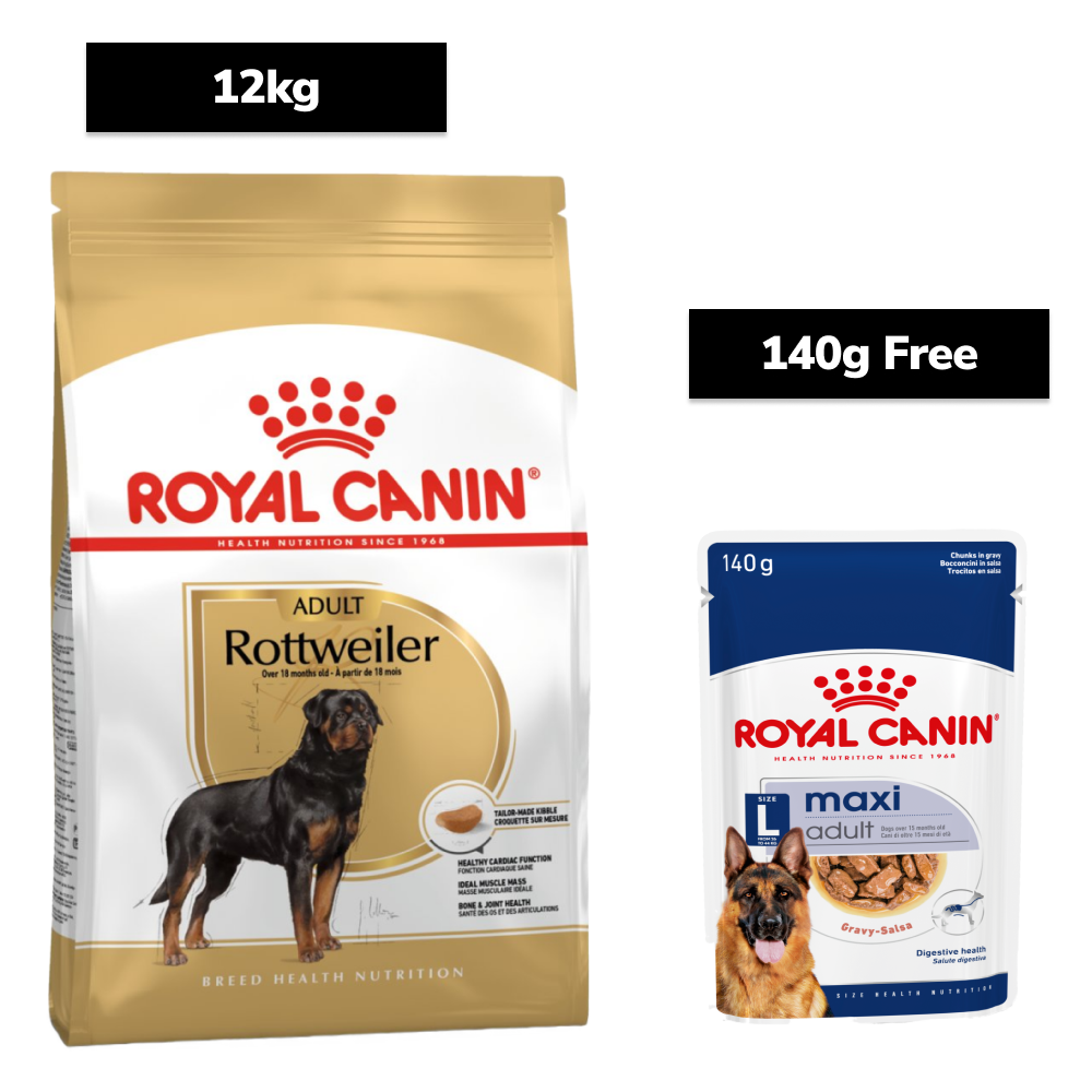 Royal Canin Rottweiler Adult Dog Dry Food Dogs- Dry Food Royal Canin 3kg+140g (Wet Free)