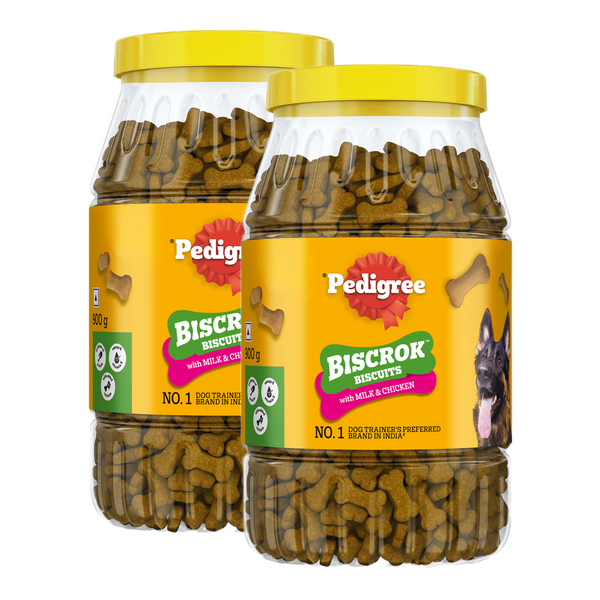 Pedigree Chicken with Milk Flavour (4+ Months) Biscrok Biscuits Jar Treats for Dogs