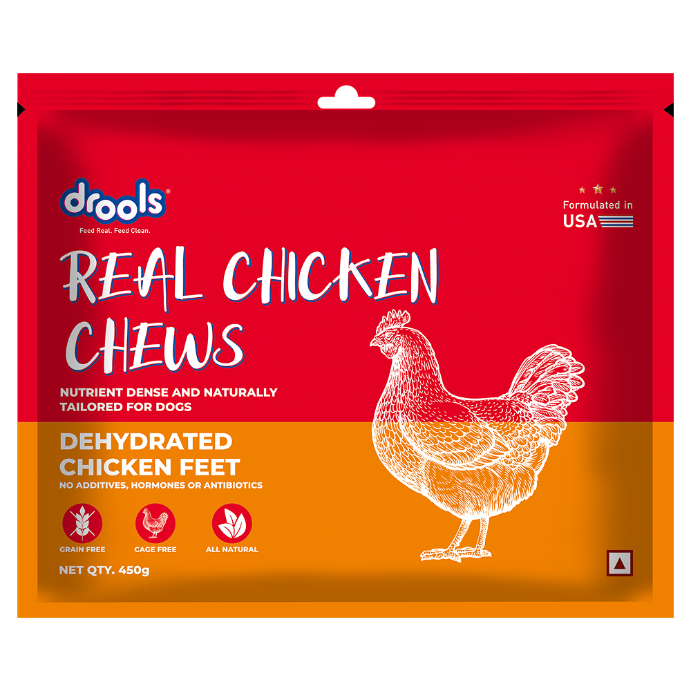 Drools Dehydrated Real Chicken Feet Chews Treat for Dogs Dog Treats + Others Drools 450g