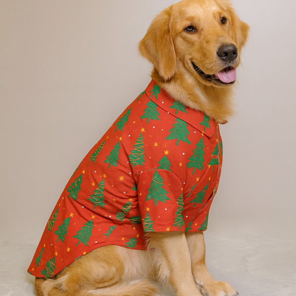 15 Furries Pine Tree Mendous Joy Shirt for Dogs (Red)