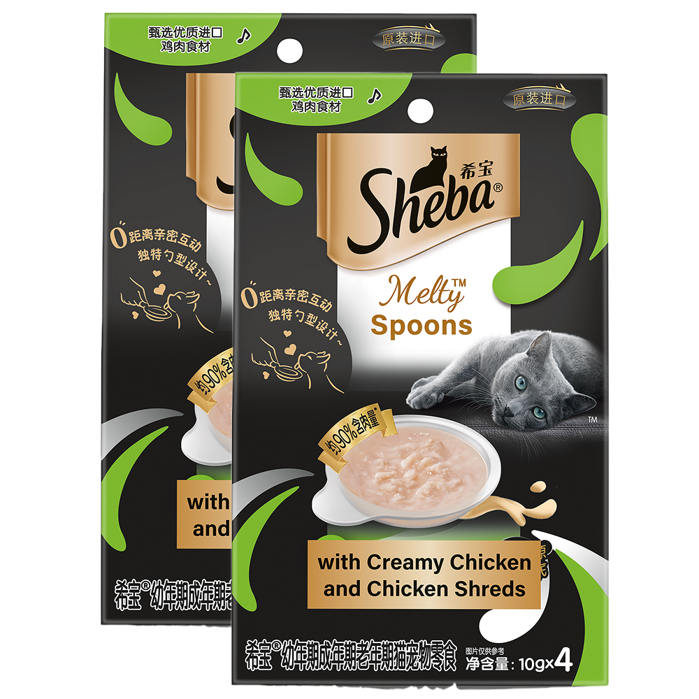 Sheba Melty Spoons Creamy Chicken & Chicken Shred Lickable Creamy Cat Treats Cats-Treats & Others Sheba