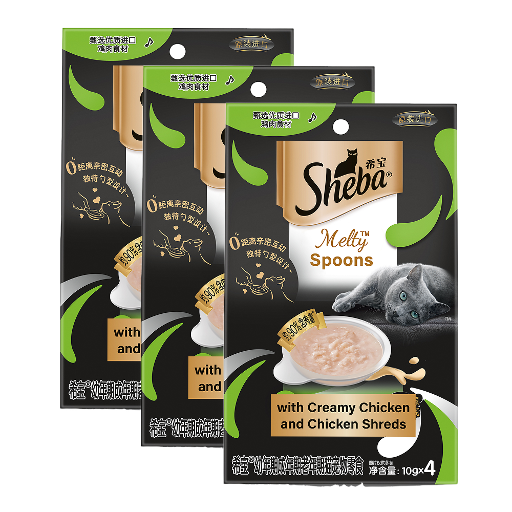 Sheba Melty Spoons Creamy Chicken & Chicken Shred Lickable Creamy Cat Treats Cats-Treats & Others Sheba