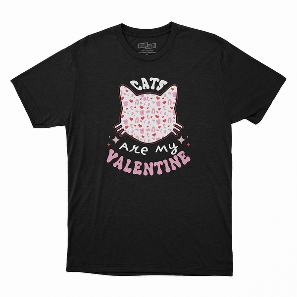 Seek Buy Love Cats Are My Valentine Unisex Tee (Black)