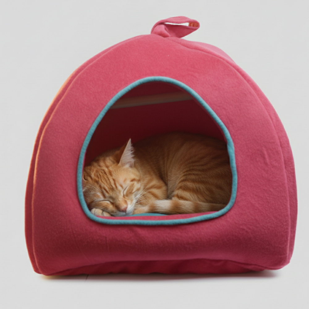 Skatrs Cozy House for Cats, Kittens and Small Dogs (Red and Teal Blue) Cats-Bedding, Mats & Travel Supplies Skatrs 40x40cm