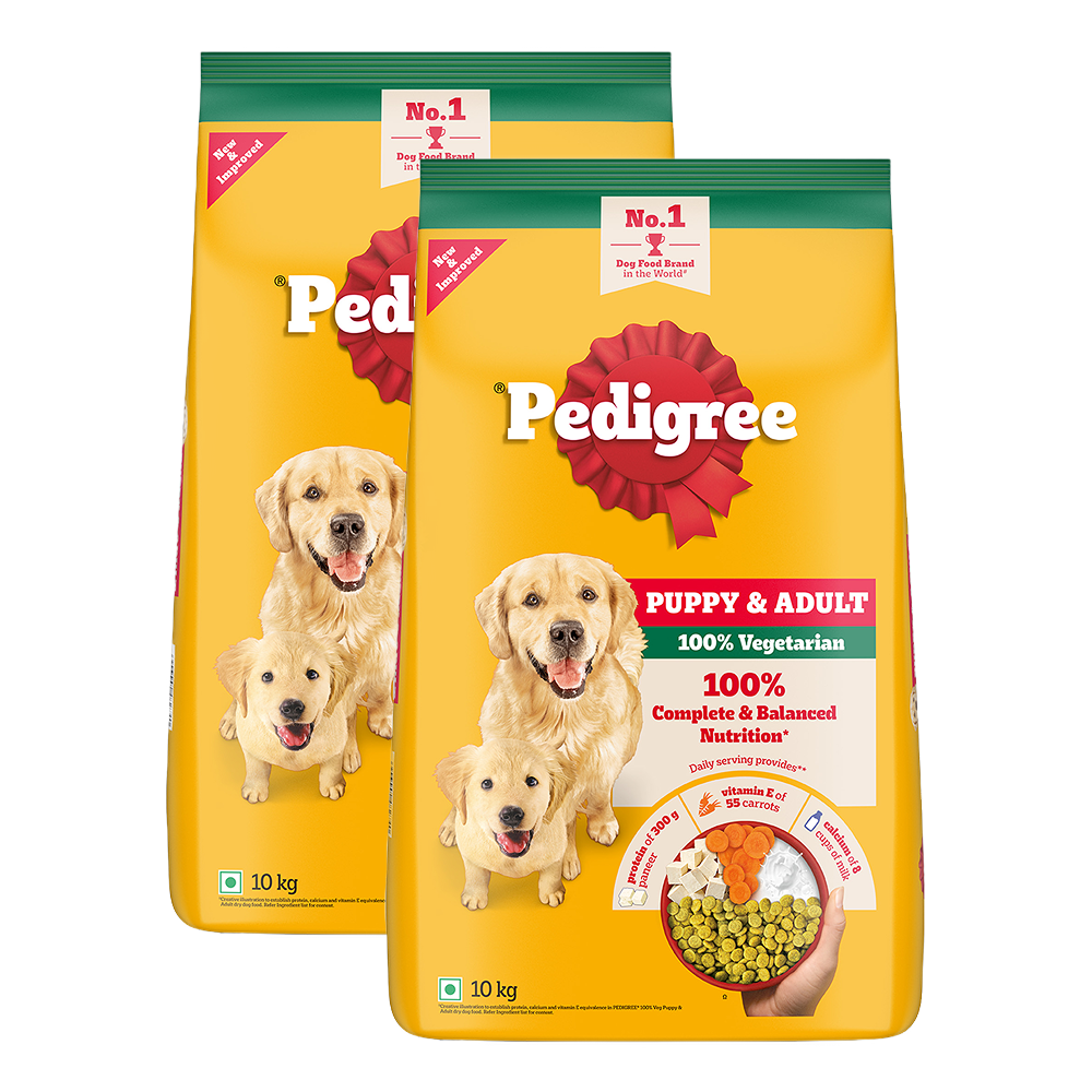 Pedigree 100% Vegetarian Puppy and Adult Veg Dog Dry Food Dogs- Dry Food Pedigree 20kg (2x10kg)