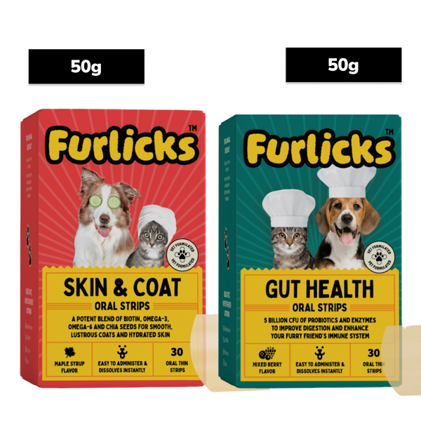 Furlicks Skin & Coat & Gut Health Supplement Combo for Dogs & Cats