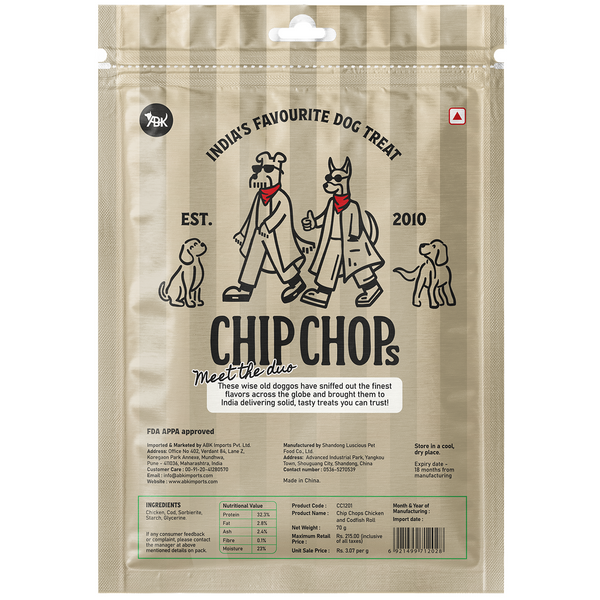 Chip Chops Chicken and Codfish Rolls Dog Treats