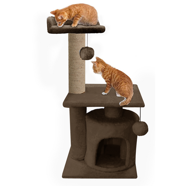 Furrlovers 2 Floor Soft Fur Scratching Post & Cat Tree with Natural Sisal Rope
