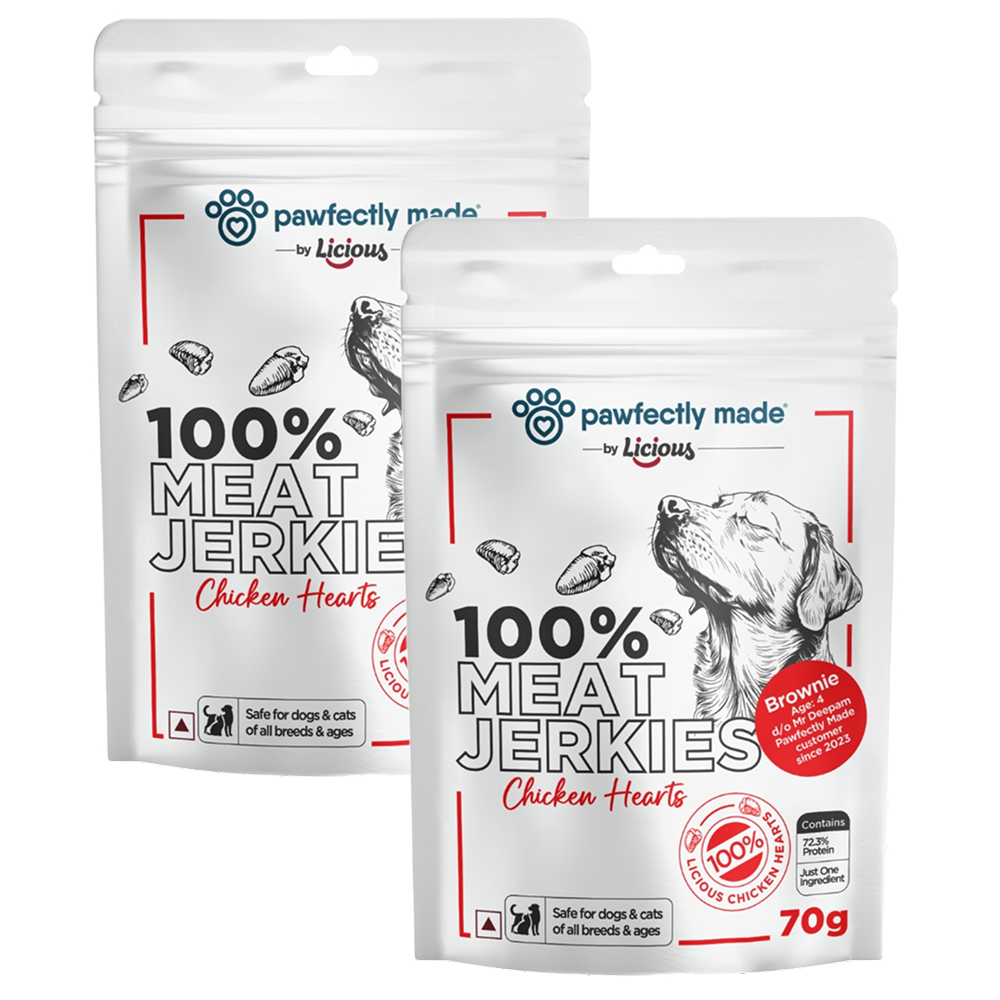 Pawfectly Made By Licious Dehydrated Chicken Heart Jerky Dog Treat Dog Treats + Others Pawfectly Made By Licious 2x70g
