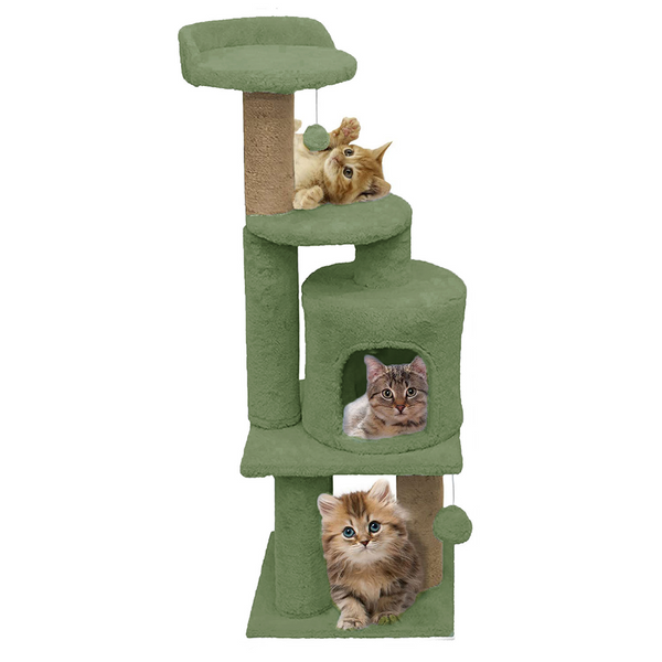 Furrlovers 3 Floor Soft Fur Scratching Post & Cat Tree with Natural Sisal Rope