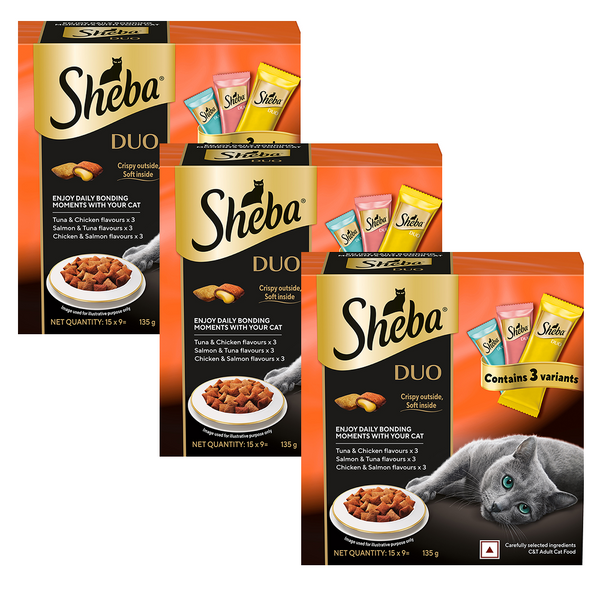 Sheba Duo Tuna & Chicken, Salmon & Tuna, Chicken & Salmon Crunchy Adult Cat Treats