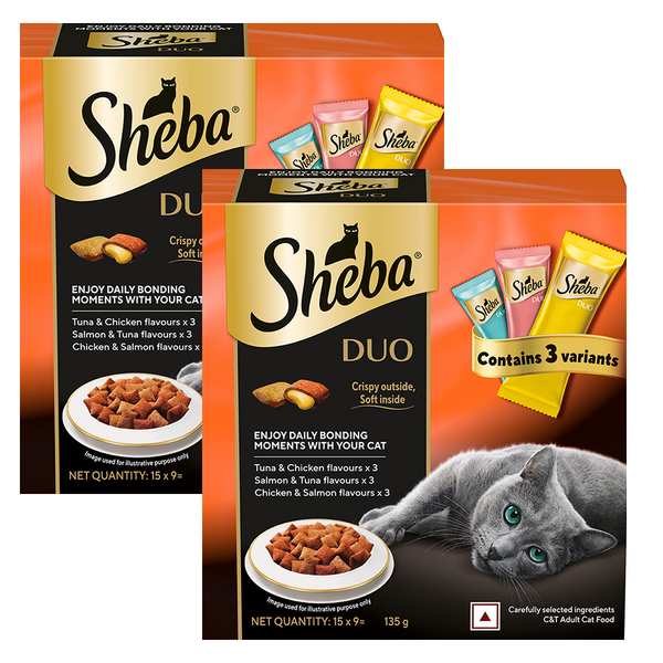 Sheba Duo Tuna & Chicken, Salmon & Tuna, Chicken & Salmon Crunchy Adult Cat Treats