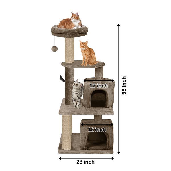 Furrlovers Activity Kitten Tree with Fur Fabric Condo Top Perch and Jute Rope Posts (Brown)