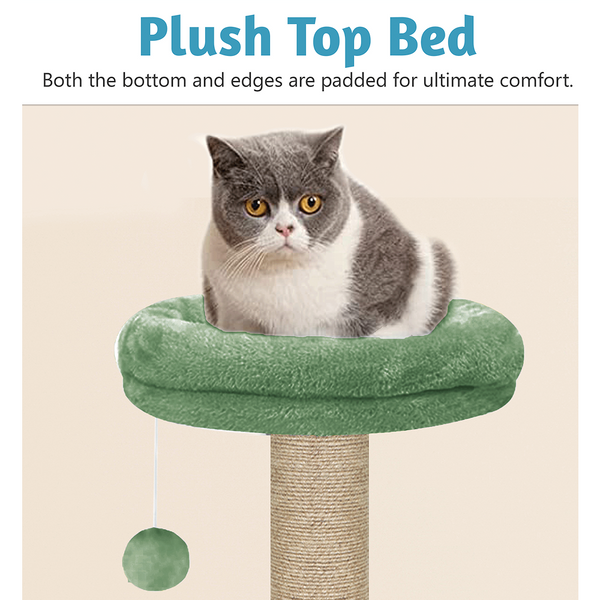 Furrlovers Activity Kitten Tree with Fur Fabric Condo Top Perch and Jute Rope Posts (Green)